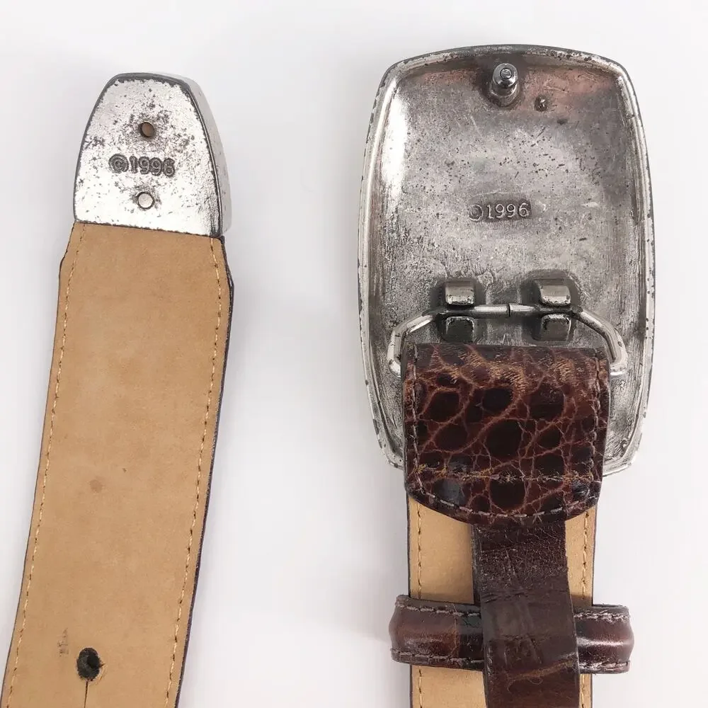 90s Brighton brown leather belt 1990s vintage